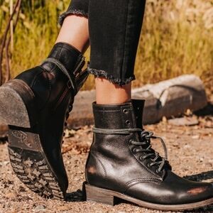 Freebird by Steven Manchester Leather Combat Boots - 7